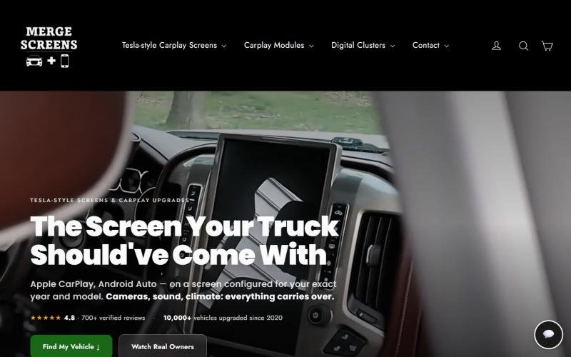 Mergescreens website homepage